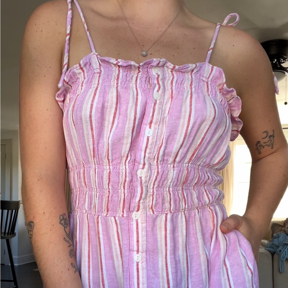 Stripped pink midi dress
